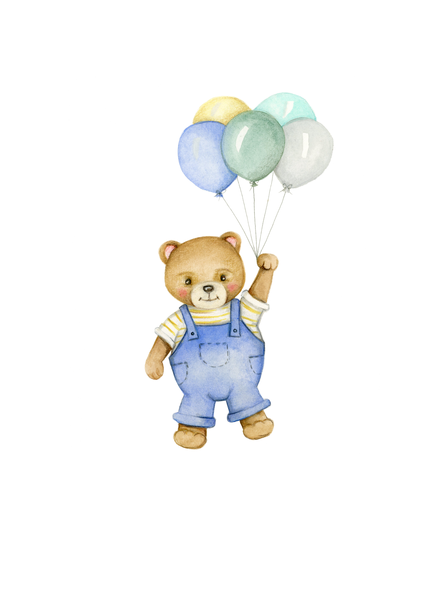 Blue Teddy Bear & Balloons