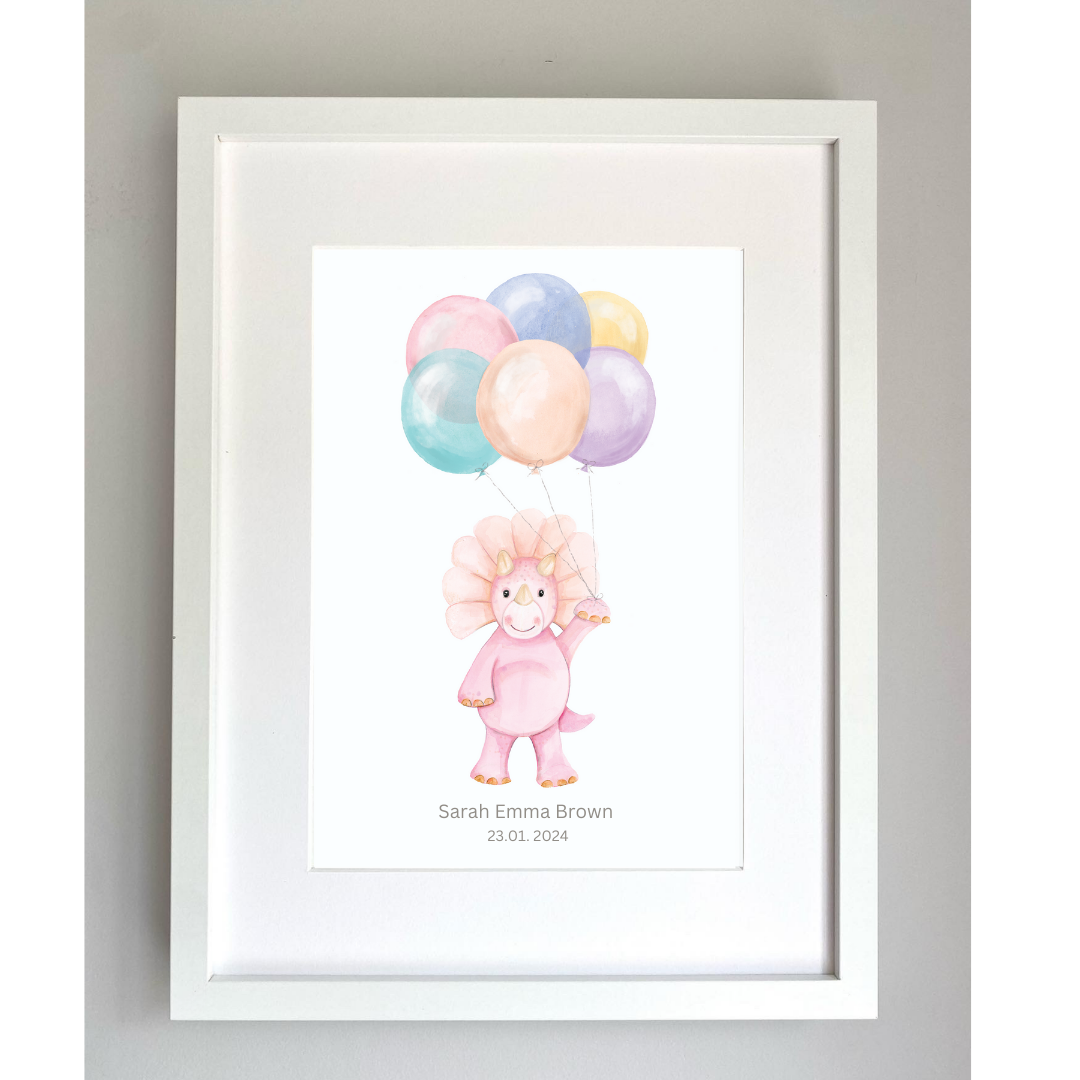 Pink Dino Balloon Print