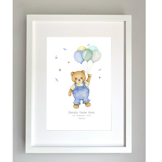 Blue Teddy Bear & Balloons