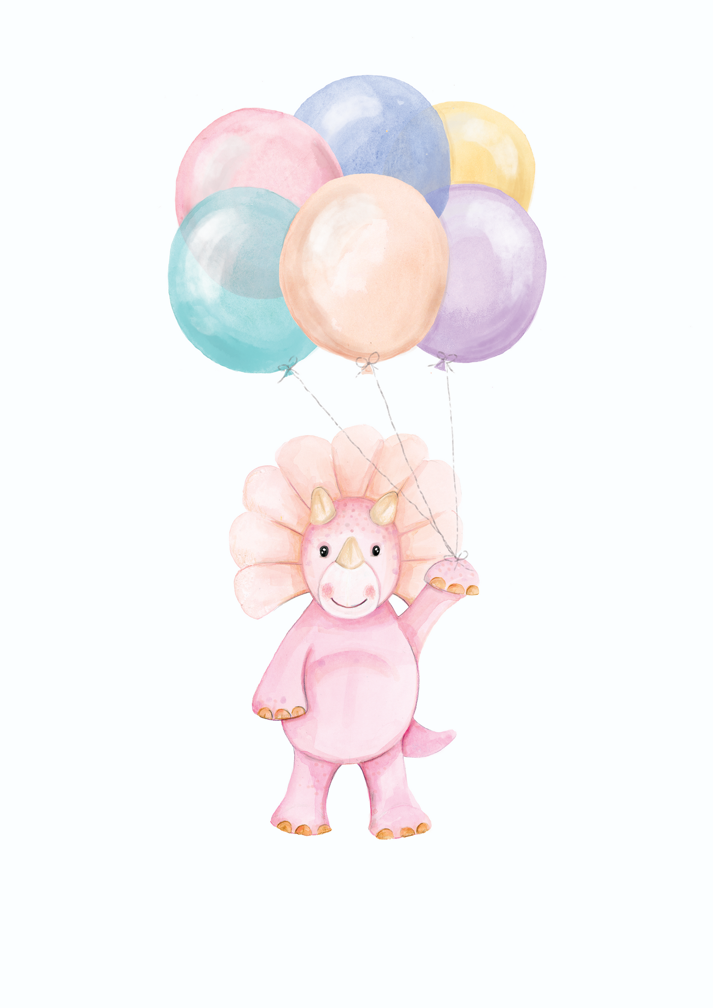 Pink Dino Balloon Print